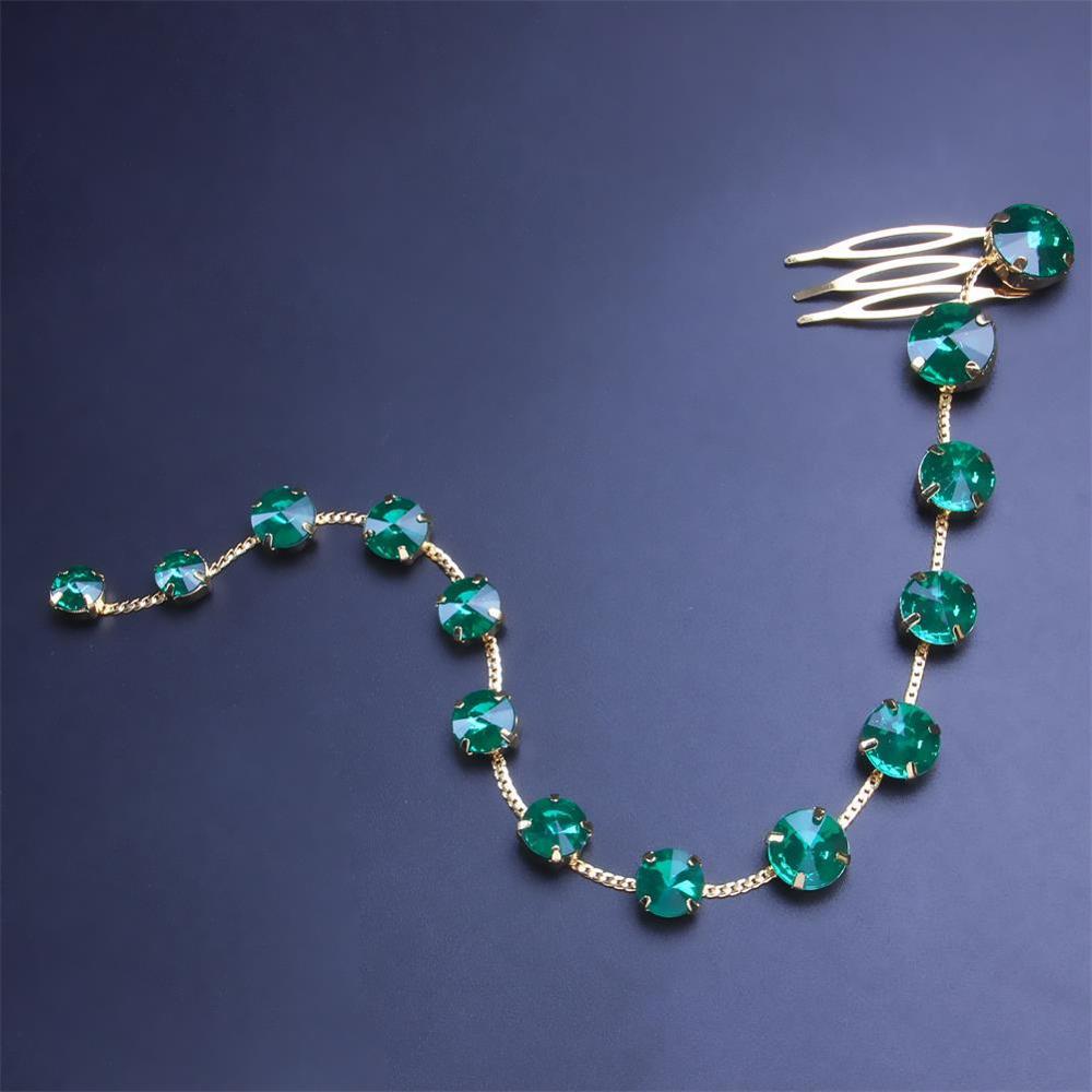 Tassel Hair Chain For Women In Alloy With Rhinestones, Summer Hair Comb Accessory In Colour