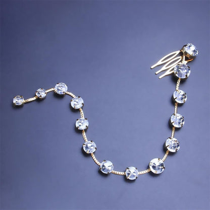 Tassel Hair Chain For Women In Alloy With Rhinestones, Summer Hair Comb Accessory In Colour