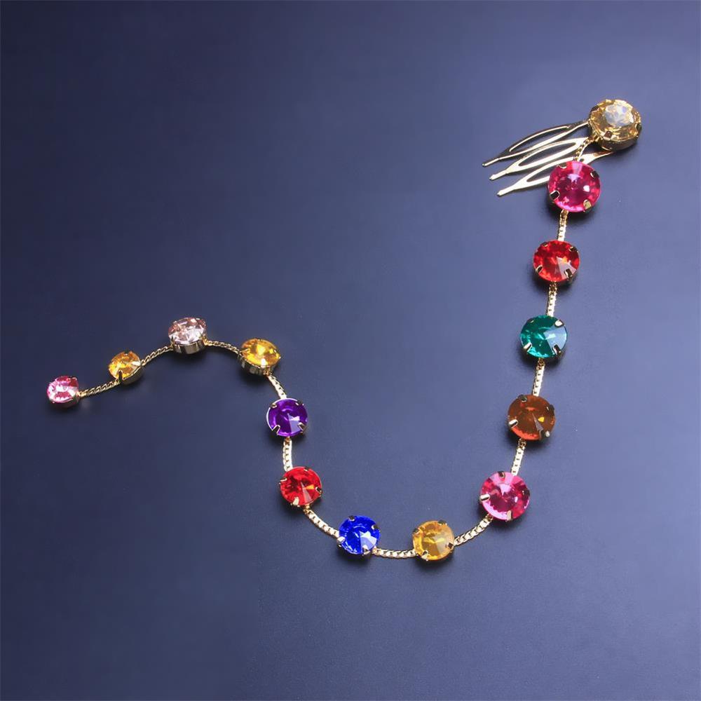 Tassel Hair Chain For Women In Alloy With Rhinestones, Summer Hair Comb Accessory In Colour