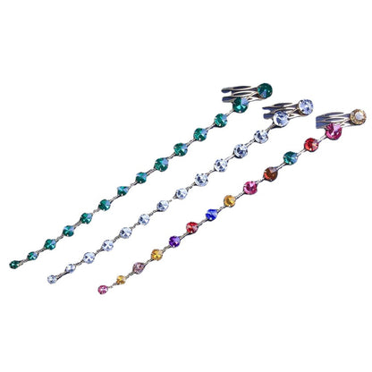 Tassel Hair Chain For Women In Alloy With Rhinestones, Summer Hair Comb Accessory In Colour