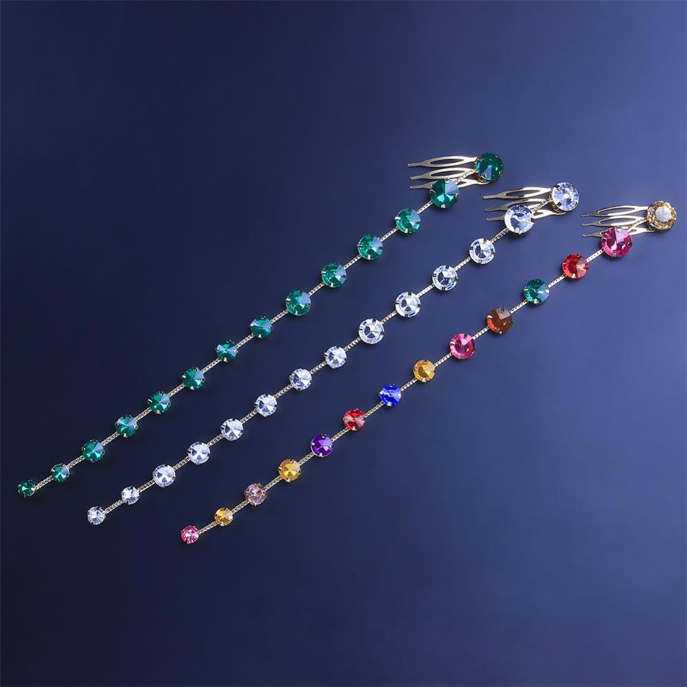 Tassel Hair Chain For Women In Alloy With Rhinestones, Summer Hair Comb Accessory In Colour