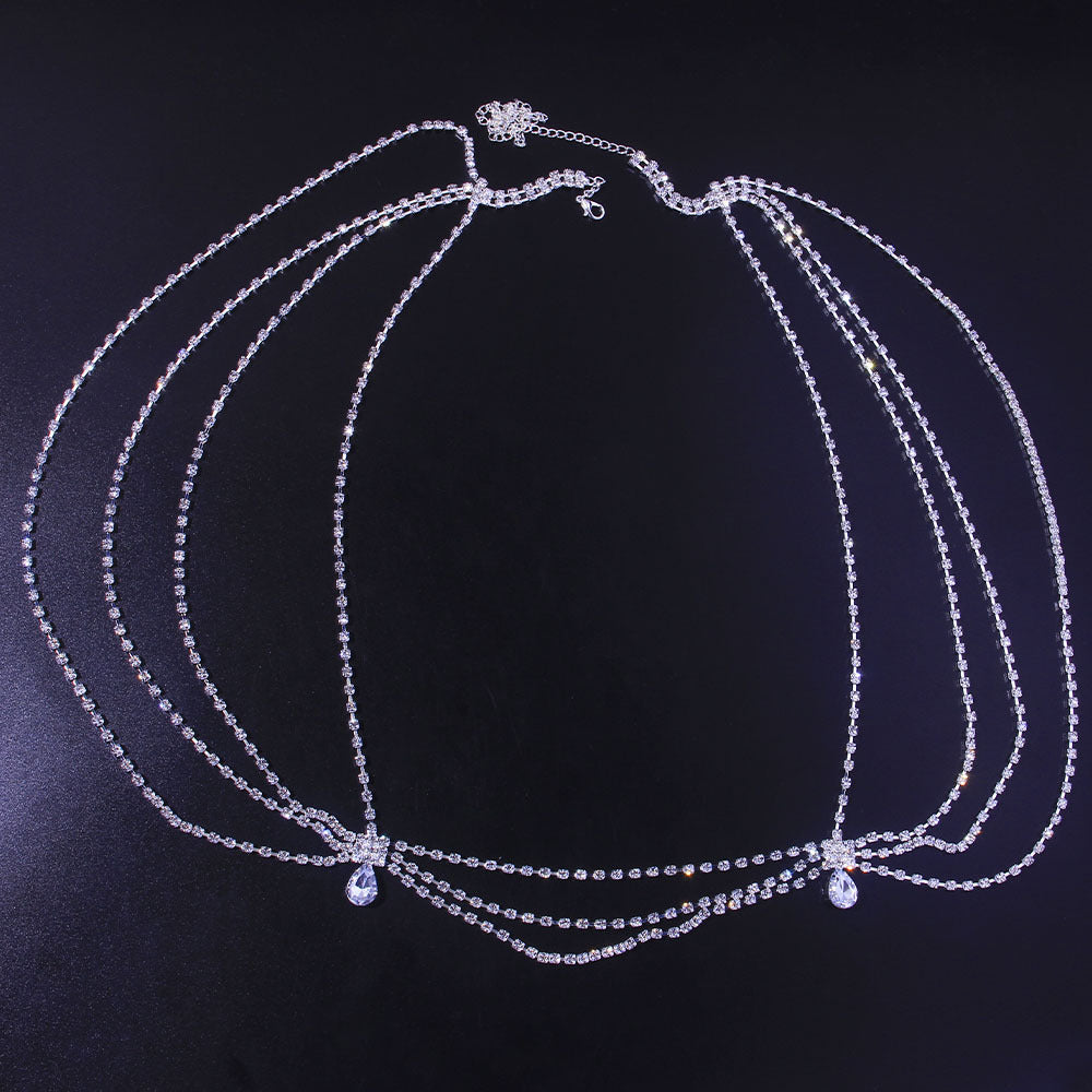 Sexy Women's Metal Waist Chain Featuring Water Droplets Design In Silver