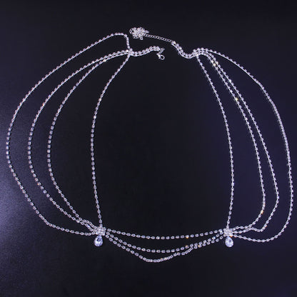 Sexy Women's Metal Waist Chain Featuring Water Droplets Design In Silver