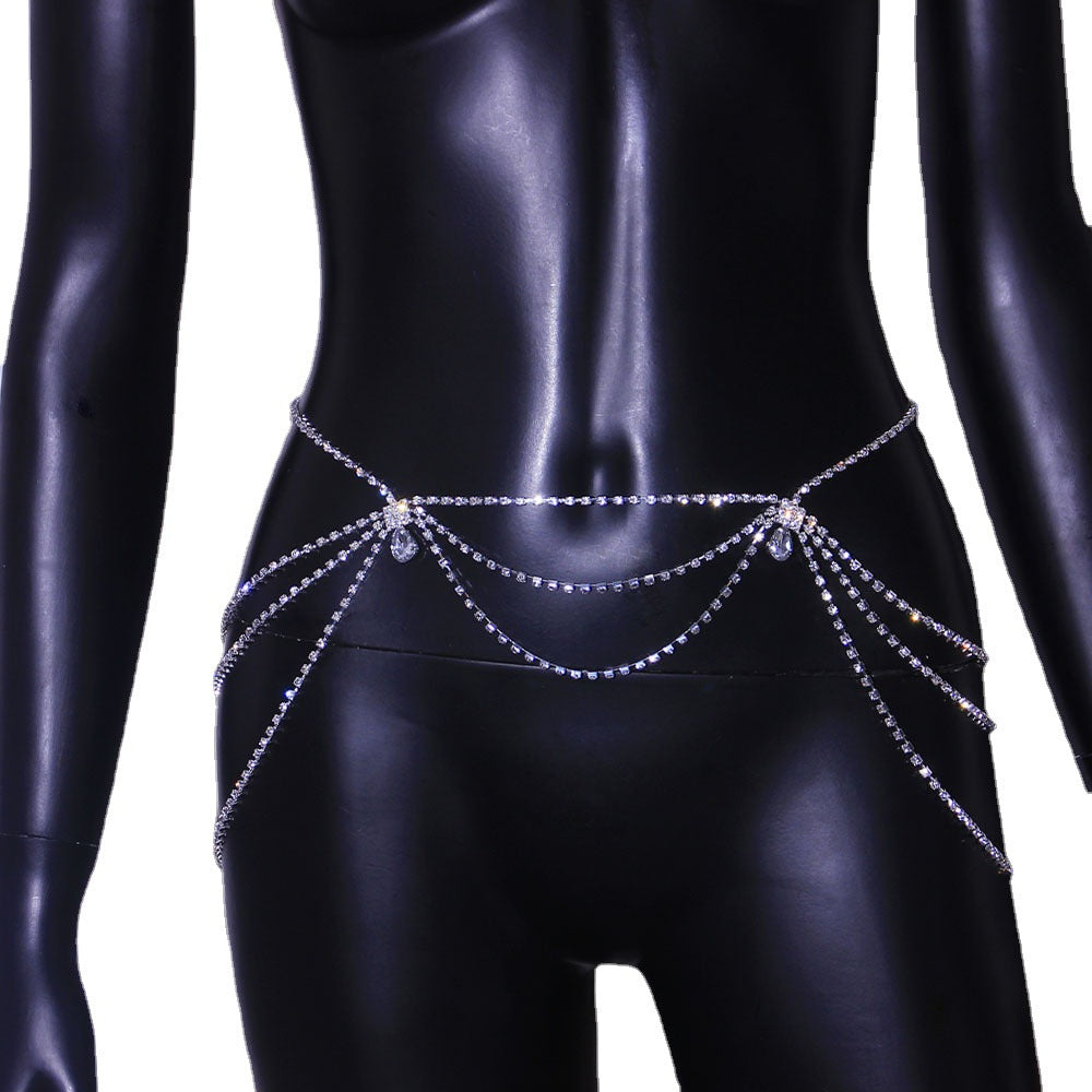 Sexy Women's Metal Waist Chain Featuring Water Droplets Design In Silver