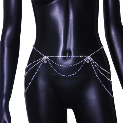 Sexy Women's Metal Waist Chain Featuring Water Droplets Design In Silver