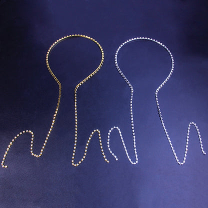 Geometric Simple Style Hair Band For Women In Alloy Material With Silver Rhinestone Inlay