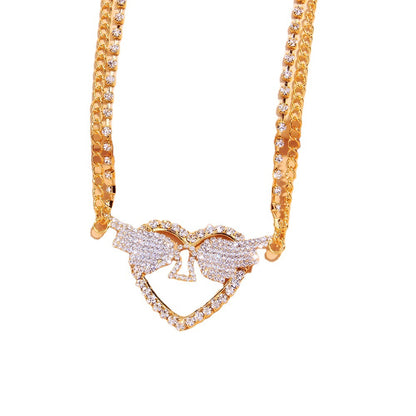 Gold Alloy Women’s Waist Chain In Ethnic Style With Wings Pattern And Electroplated Finish, Featuring Rhinestones