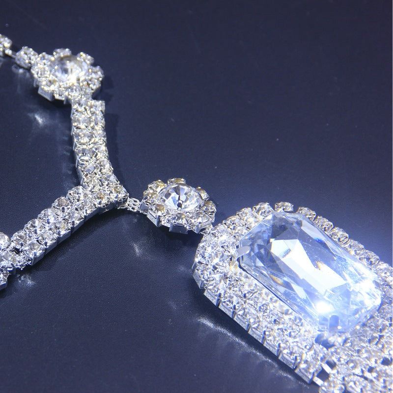 Ethnic Style Silver Alloy Body Chain For Women With White Crystal Inlay And Crystal Tassel Detail