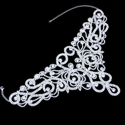 Exaggerated Flowers Gold Choker Necklace With Electroplated Finish And Rhinestone Pendant