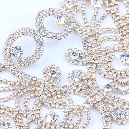 Exaggerated Flowers Gold Choker Necklace With Electroplated Finish And Rhinestone Pendant