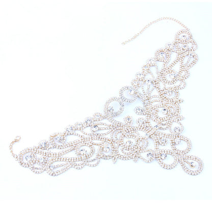 Exaggerated Flowers Gold Choker Necklace With Electroplated Finish And Rhinestone Pendant