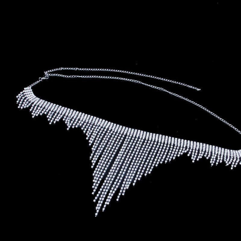 Sparkly Ethnic Style Waist Chain For Women Featuring Rhinestones In Silver