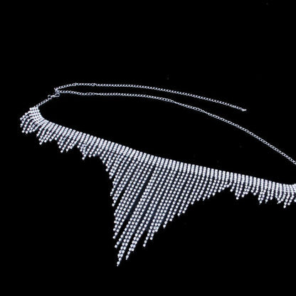 Sparkly Ethnic Style Waist Chain For Women Featuring Rhinestones In Silver