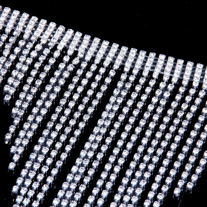 Sparkly Ethnic Style Waist Chain For Women Featuring Rhinestones In Silver