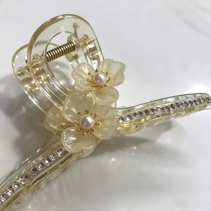 Shiny Flowers Barrette Hairpin For Women With Artificial Gemstones