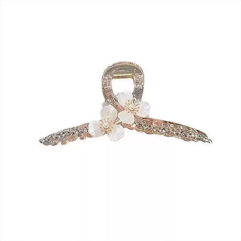 Shiny Flowers Barrette Hairpin For Women With Artificial Gemstones