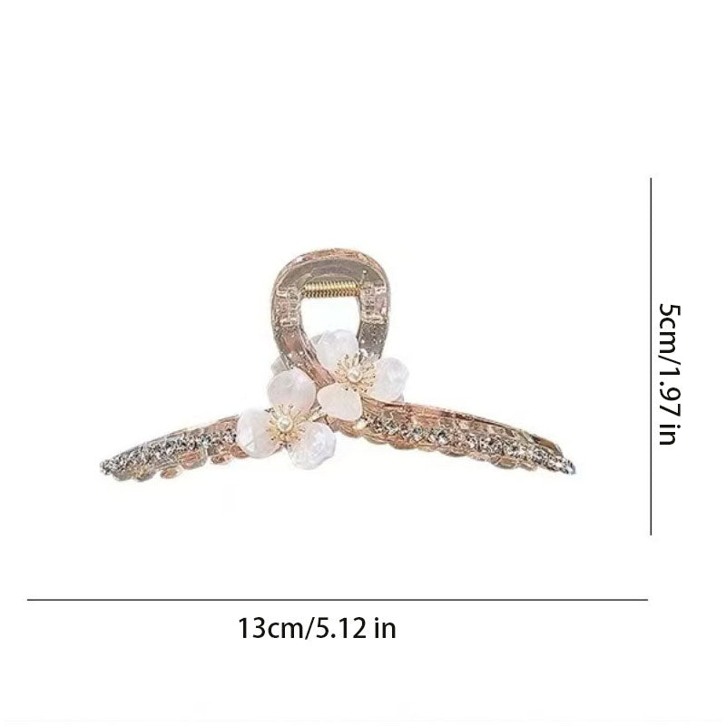 Shiny Flowers Barrette Hairpin For Women With Artificial Gemstones