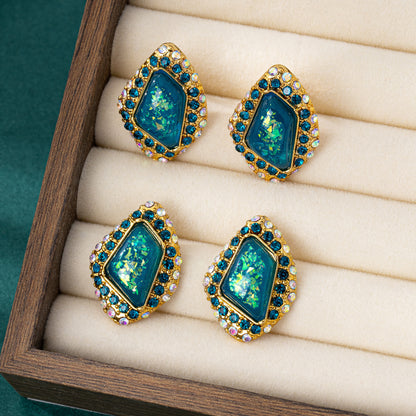 Water Droplets Earrings For Unisex Featuring Zinc Alloy Material With 925 Sterling Silver Studs In Retro Style