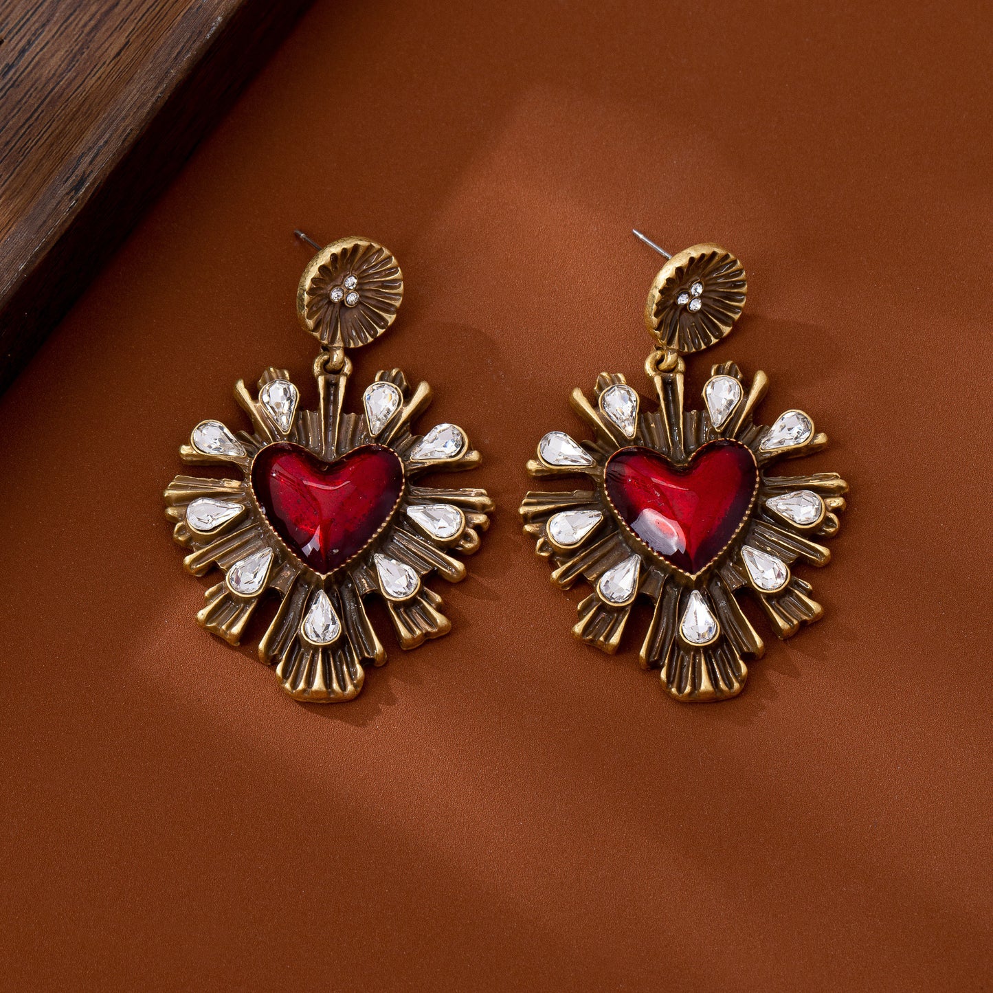 Heart Shape Drop Earrings For Unisex Featuring Silver Zinc Alloy With 925 Sterling Silver Studs Crafted With Folds