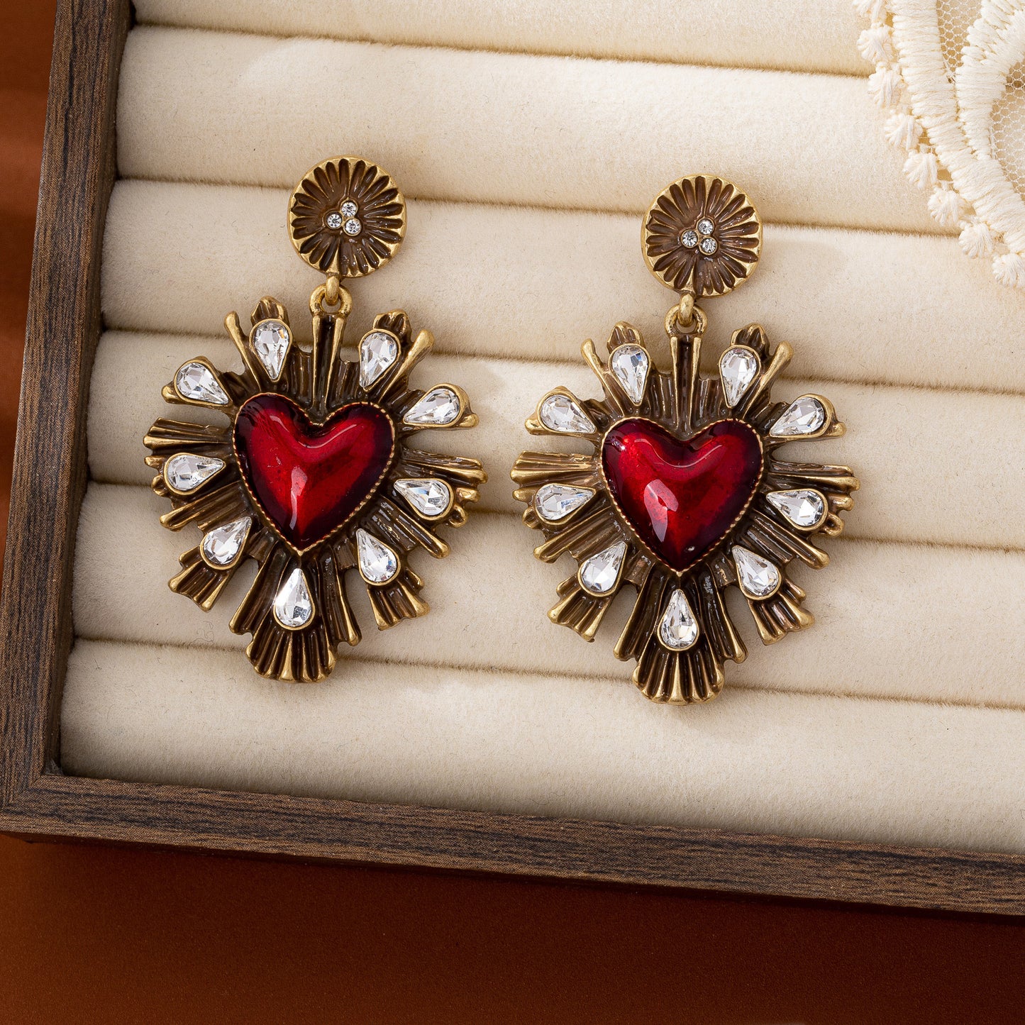Heart Shape Drop Earrings For Unisex Featuring Silver Zinc Alloy With 925 Sterling Silver Studs Crafted With Folds