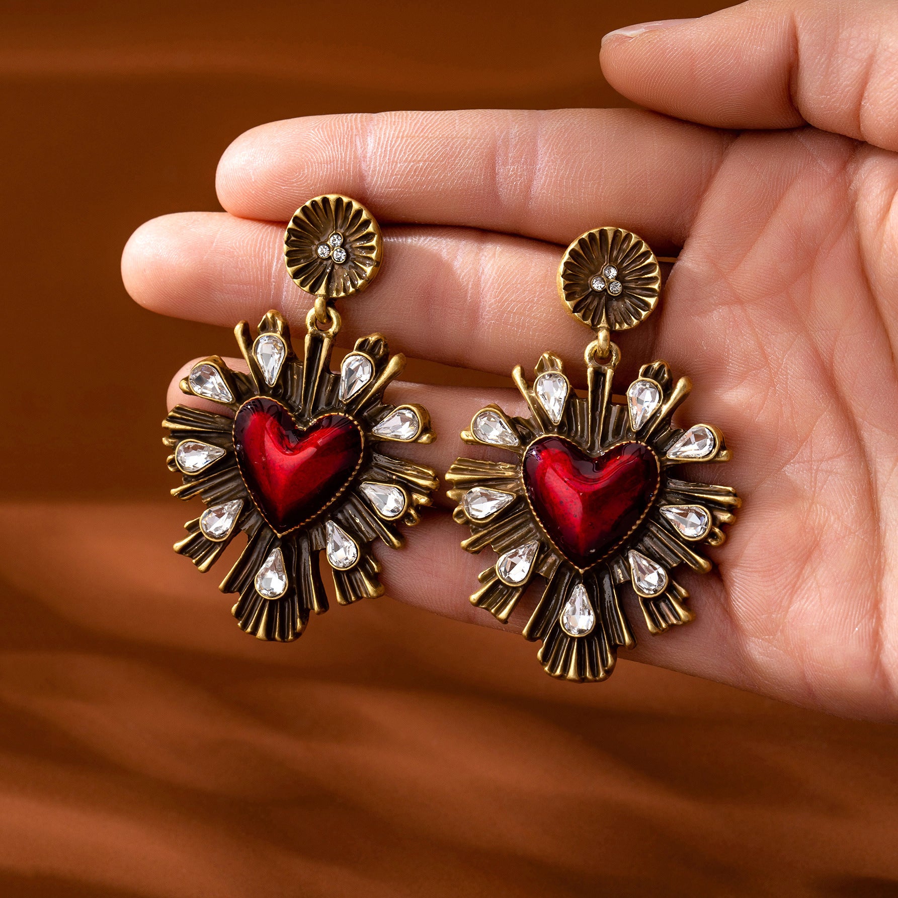 Heart Shape Drop Earrings For Unisex Featuring Silver Zinc Alloy With 925 Sterling Silver Studs Crafted With Folds