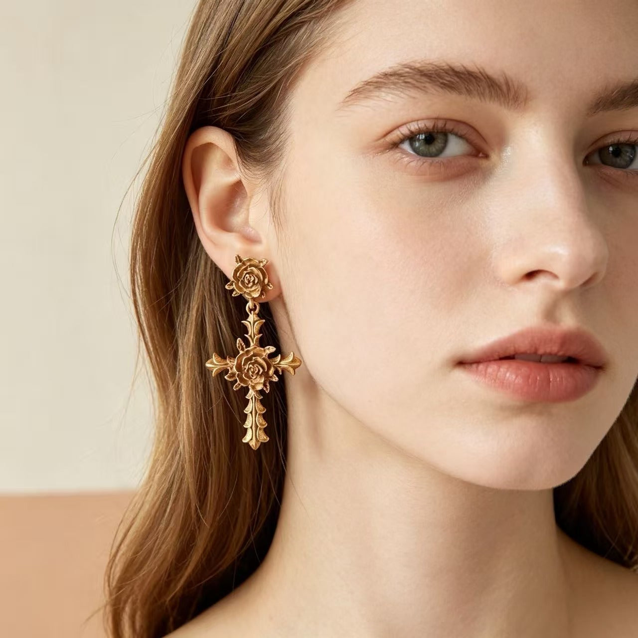 Rose Carving Drop Earrings For Unisex Featuring 925 Sterling Silver Ear Pins In Retro Style Made Of Zinc Alloy