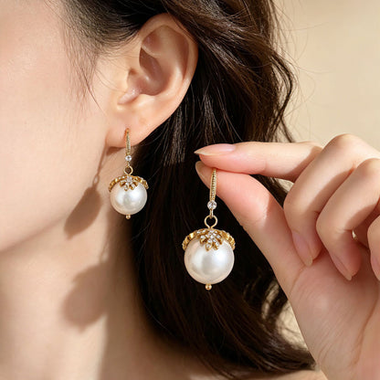 Retro Crown Earrings For Unisex Featuring White Zinc Alloy With Rhinestones Ear Hook Design