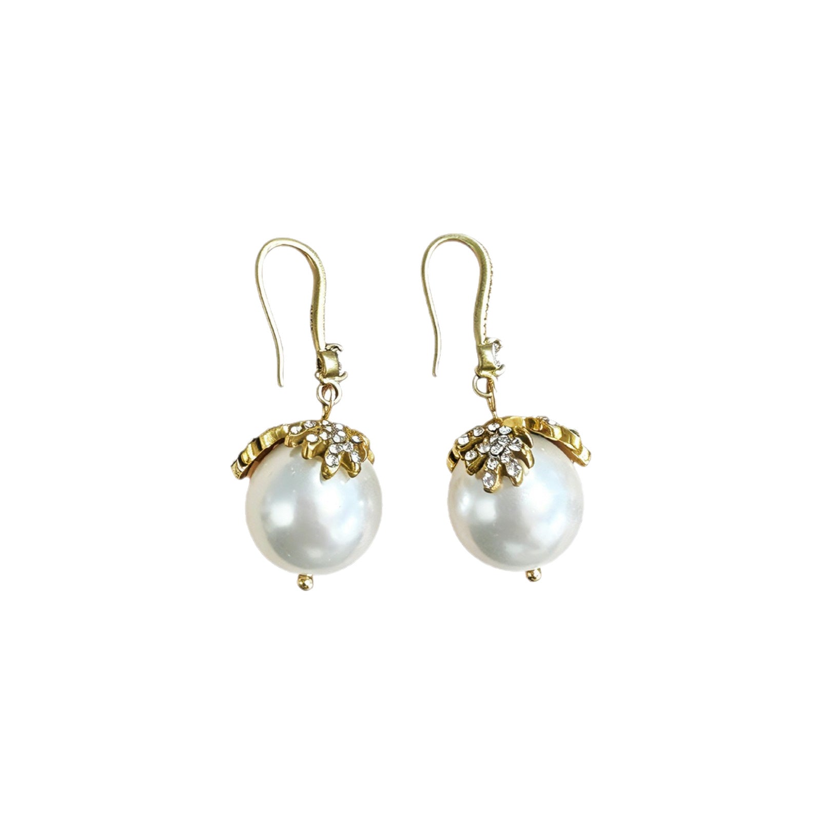 Retro Crown Earrings For Unisex Featuring White Zinc Alloy With Rhinestones Ear Hook Design