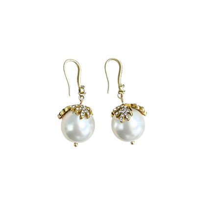 Retro Crown Earrings For Unisex Featuring White Zinc Alloy With Rhinestones Ear Hook Design