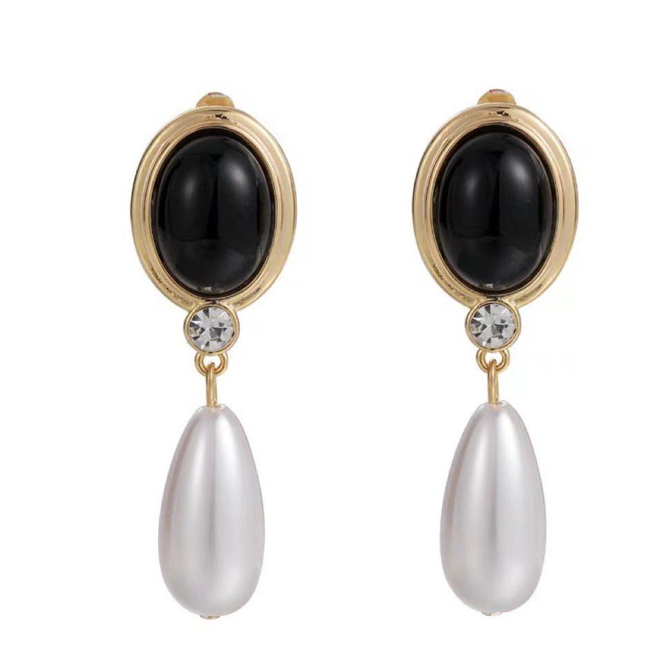 Geometric Stud Earrings For Unisex Featuring Electroplated Alloy With 925 Sterling Silver Posts And Artificial Pearl Inlay