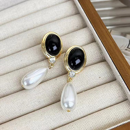 Geometric Stud Earrings For Unisex Featuring Electroplated Alloy With 925 Sterling Silver Posts And Artificial Pearl Inlay