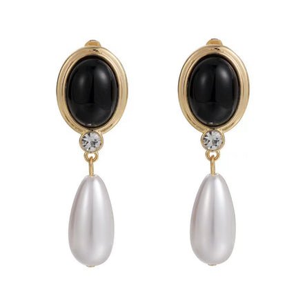 Geometric Stud Earrings For Unisex Featuring Electroplated Alloy With 925 Sterling Silver Posts And Artificial Pearl Inlay