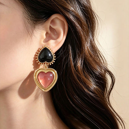 Heart Shape Earrings For Unisex In Silver, Made Of Zinc Alloy With Electroplated Finish And 925 Sterling Silver Studs