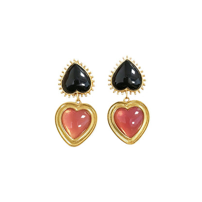 Heart Shape Earrings For Unisex In Silver, Made Of Zinc Alloy With Electroplated Finish And 925 Sterling Silver Studs