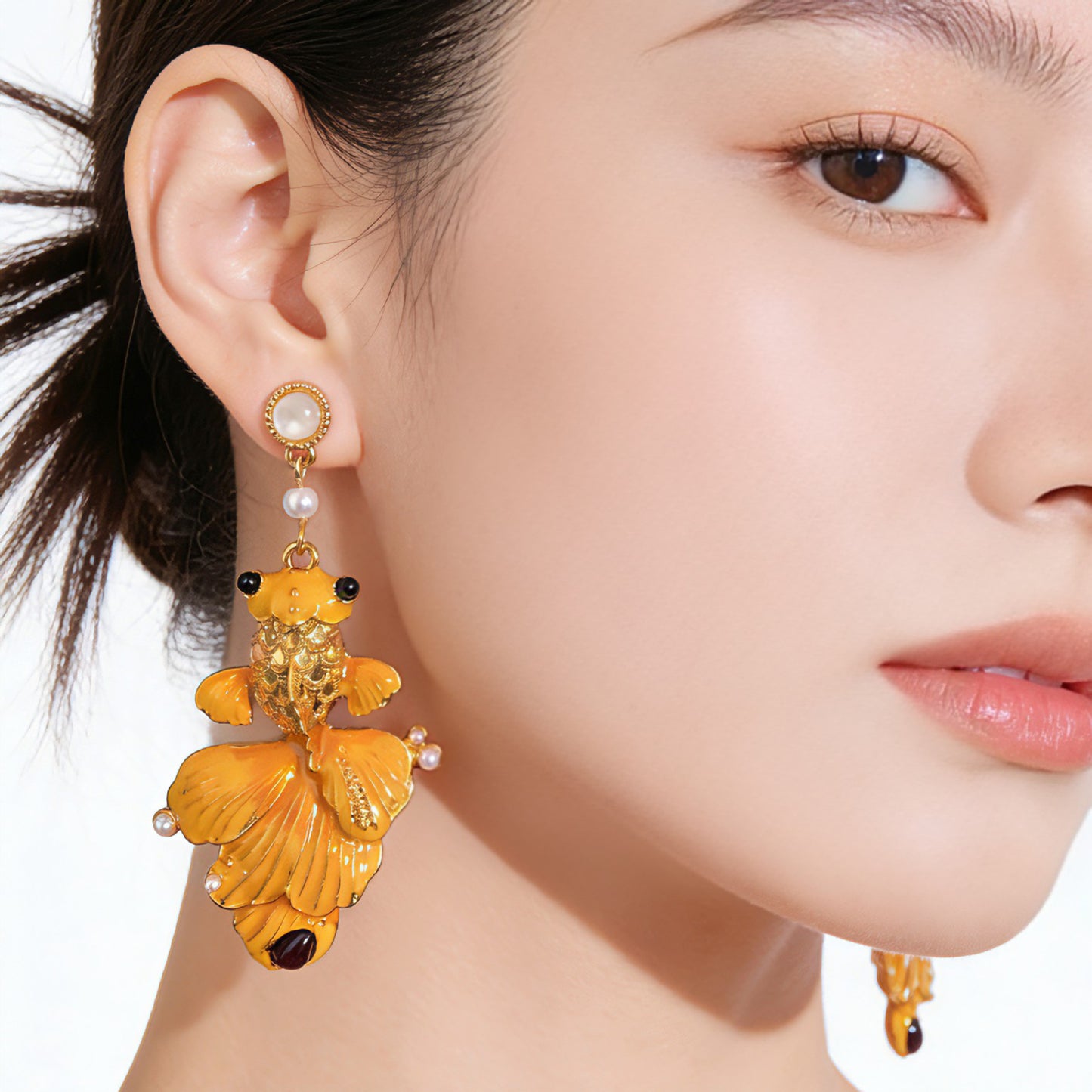 Carp Stud Earrings For Unisex Featuring 925 Sterling Silver Posts With Ethnic Style In Silver Zinc Alloy