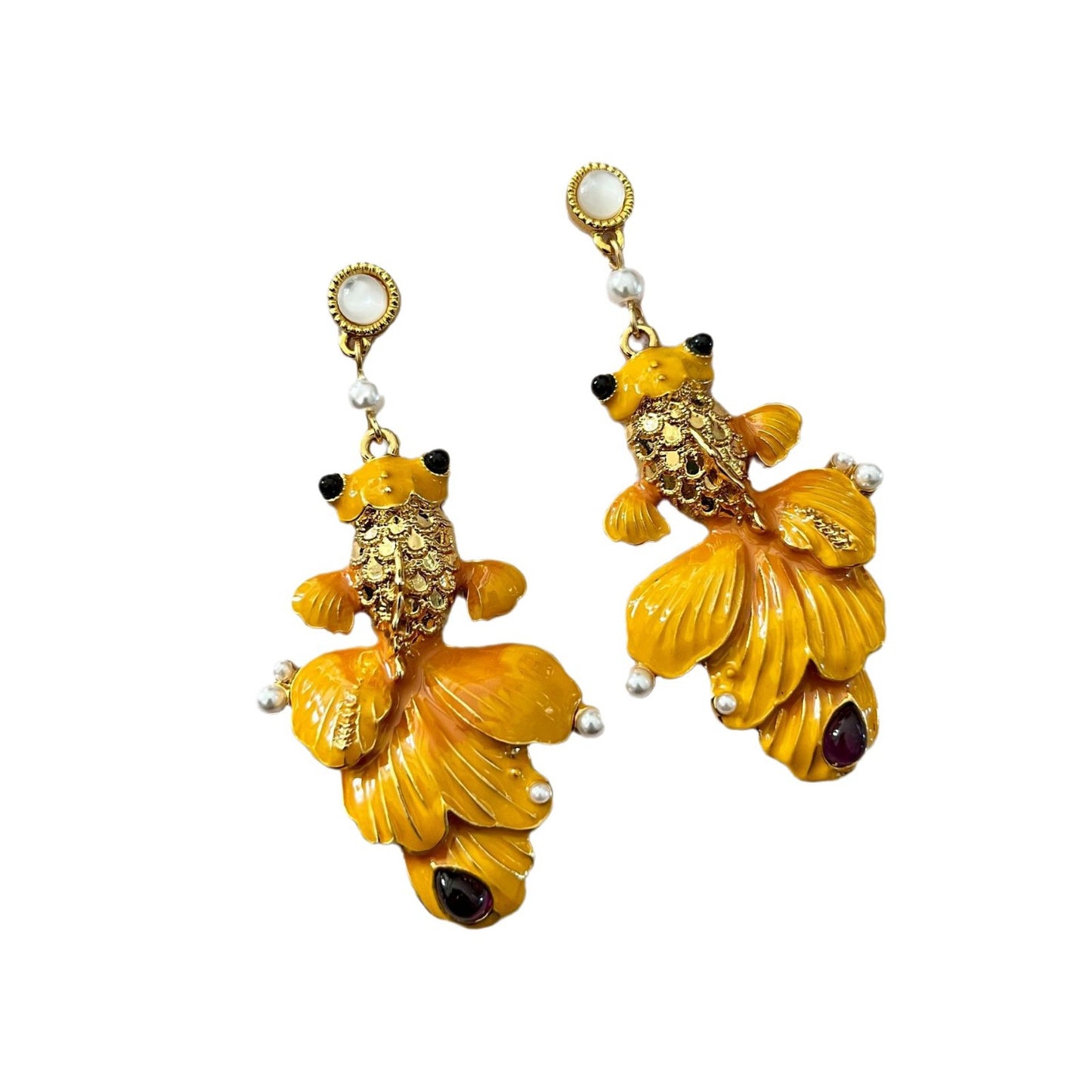 Carp Stud Earrings For Unisex Featuring 925 Sterling Silver Posts With Ethnic Style In Silver Zinc Alloy