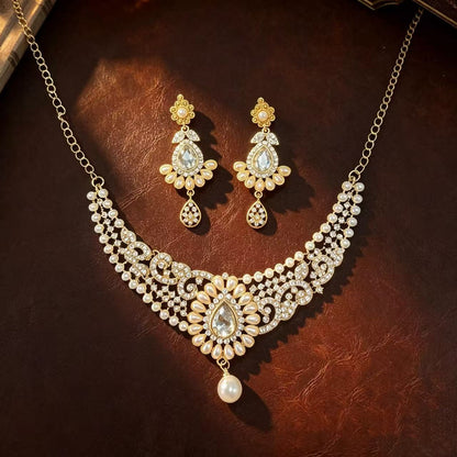 Retro Unisex Necklace Featuring Water Droplets Pattern In Electroplated Zinc Alloy, 1 Set Jewelry Set