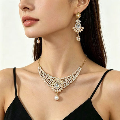 Retro Unisex Necklace Featuring Water Droplets Pattern In Electroplated Zinc Alloy, 1 Set Jewelry Set