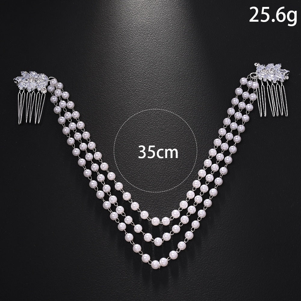 Ethnic Style Hair Chain Insert Comb In Gold Featuring Rhinestones, Perfect For Wedding Season And Spring