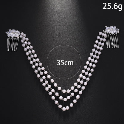 Ethnic Style Hair Chain Insert Comb In Gold Featuring Rhinestones, Perfect For Wedding Season And Spring