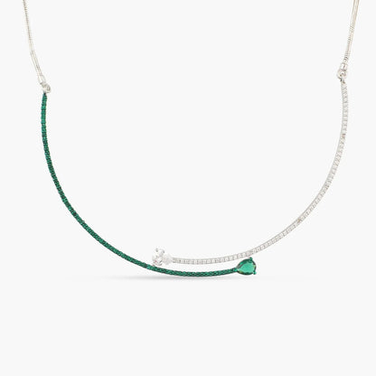 Silver Water Droplets Necklace For Women With Alloy Pendant Featuring May Birthstone Emerald