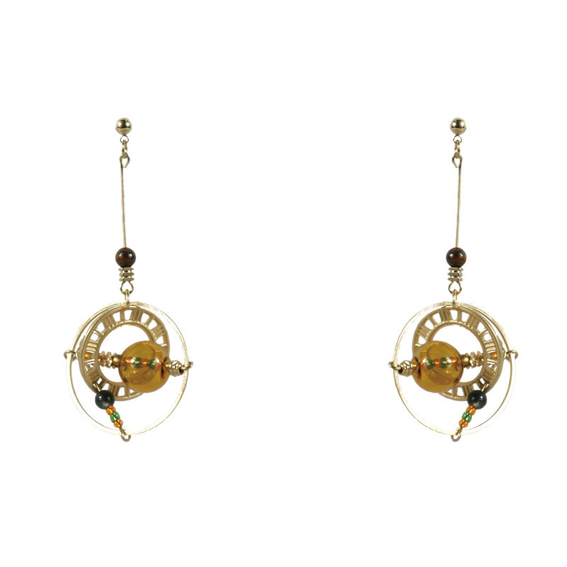 Multicolor Round Drop Earrings For Unisex Featuring Alloy And Glass Inlay With 925 Sterling Silver Studs