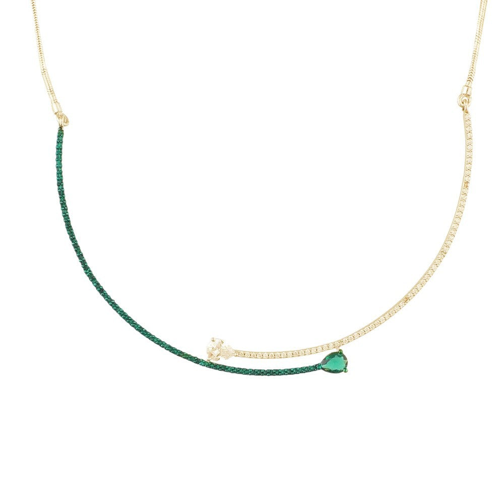 Silver Water Droplets Necklace For Women With Alloy Pendant Featuring May Birthstone Emerald