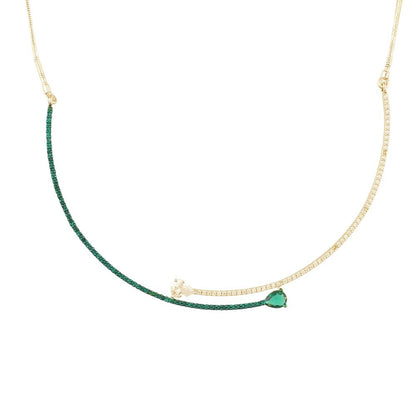 Silver Water Droplets Necklace For Women With Alloy Pendant Featuring May Birthstone Emerald
