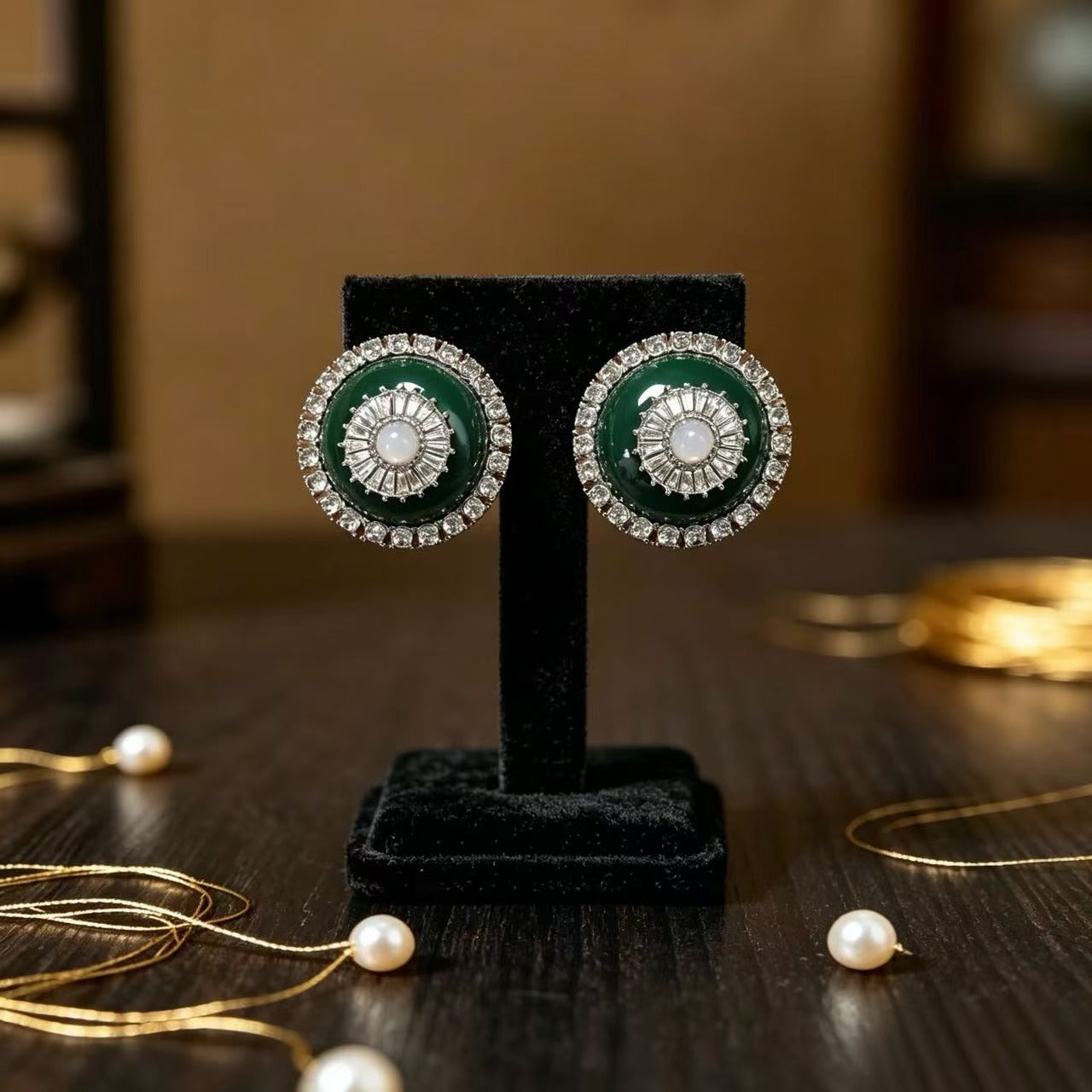 Round Stud Earrings For Women In Silver Alloy Featuring Electroplated Finish With 925 Sterling Silver Posts
