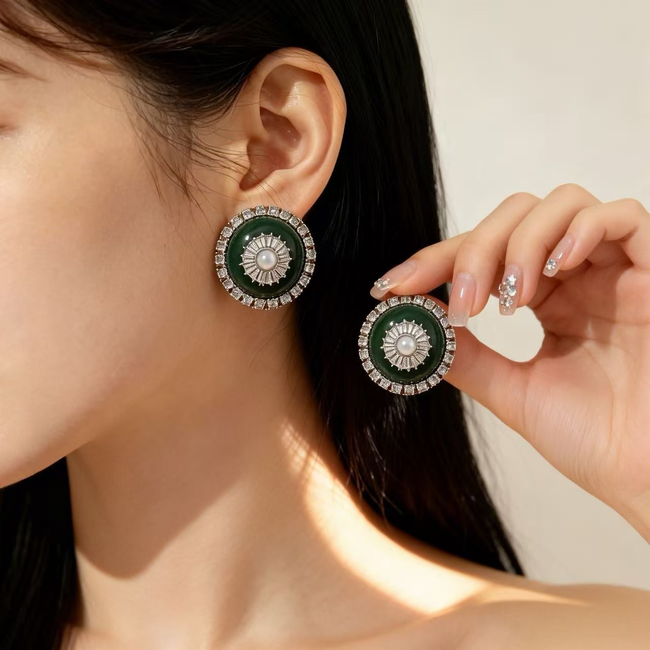 Round Stud Earrings For Women In Silver Alloy Featuring Electroplated Finish With 925 Sterling Silver Posts