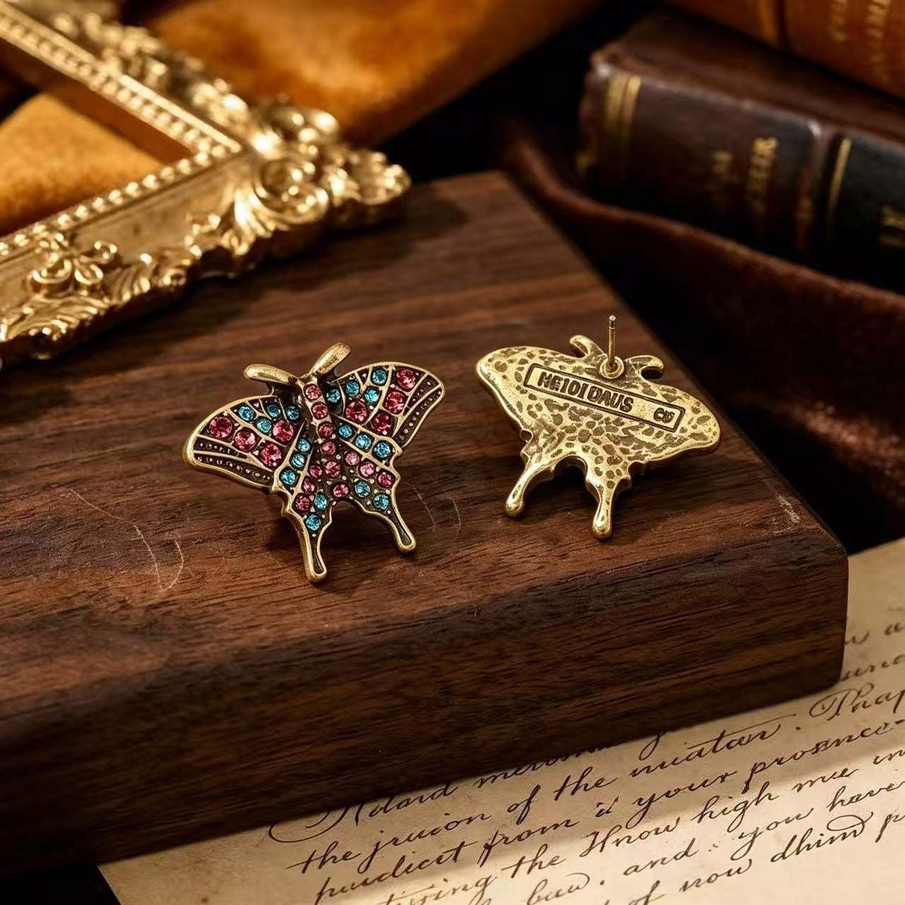 Butterfly Stud Earrings For Unisex Featuring Natural Pink Rhinestones With 925 Sterling Silver Posts And Zinc Alloy Design