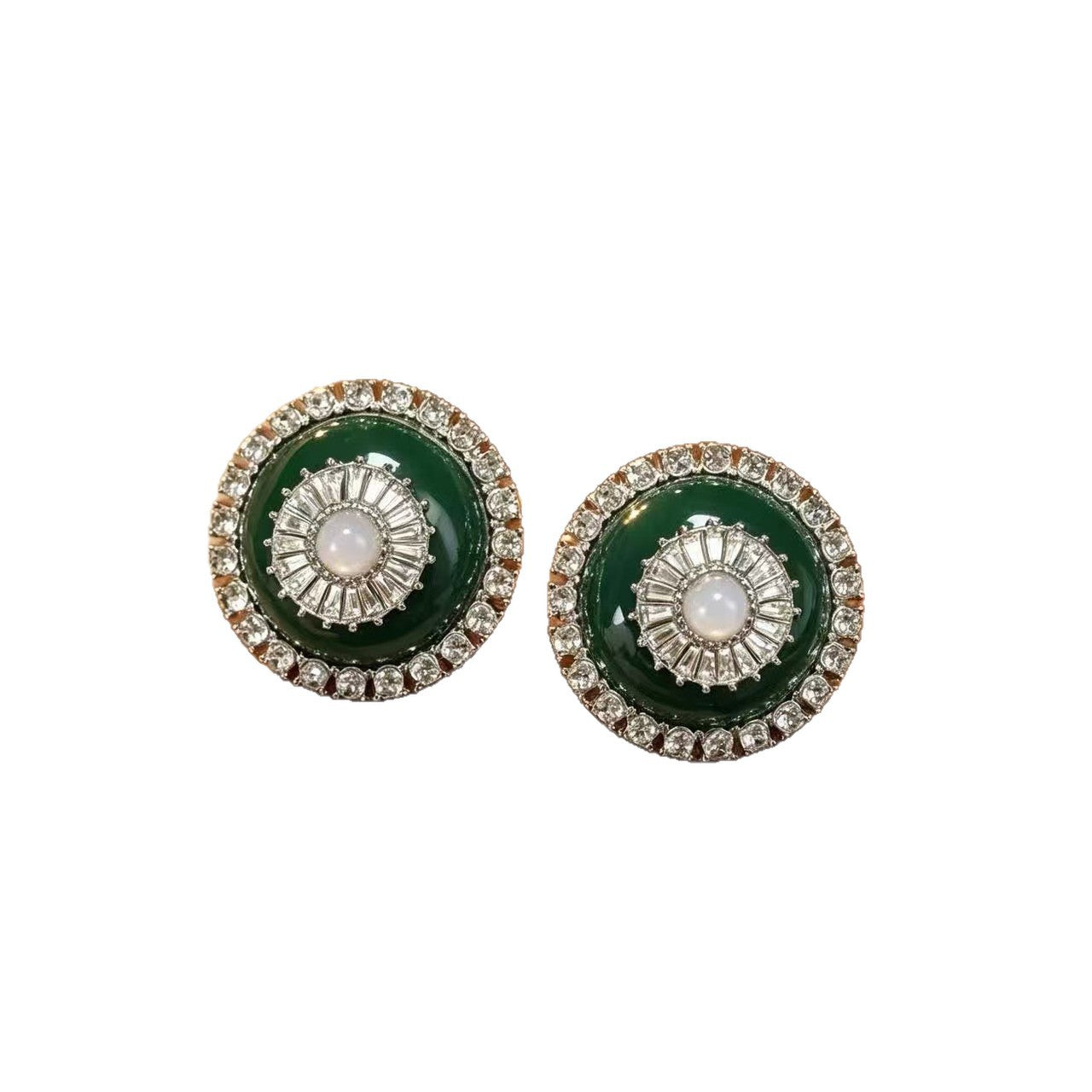 Round Stud Earrings For Women In Silver Alloy Featuring Electroplated Finish With 925 Sterling Silver Posts