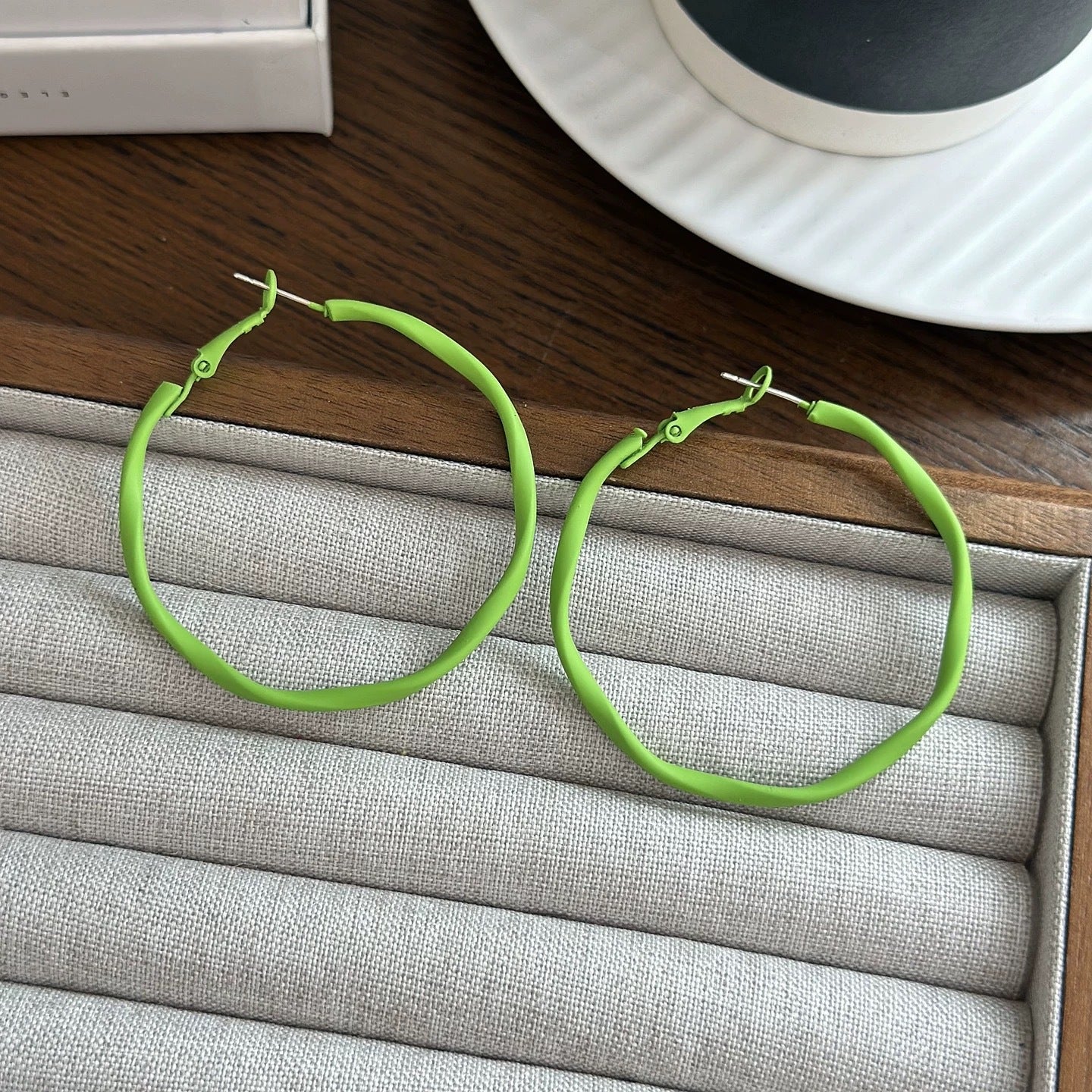 Moon For Unisex Stud Earrings In Green Metal Featuring 925 Sterling Silver Posts With Sweet Style
