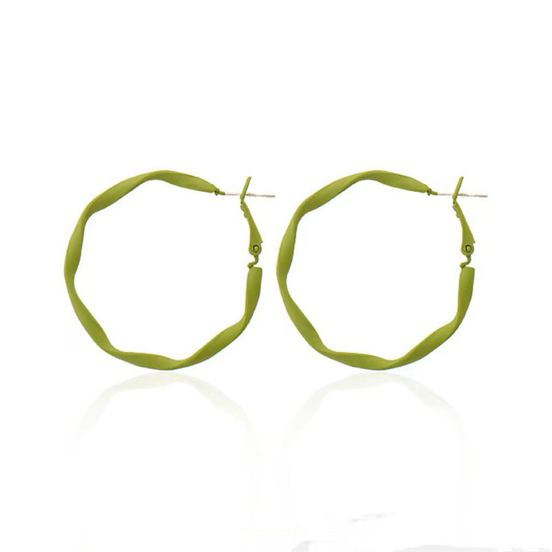 Moon For Unisex Stud Earrings In Green Metal Featuring 925 Sterling Silver Posts With Sweet Style
